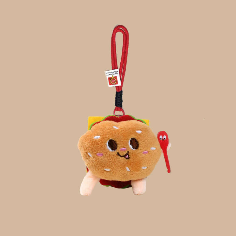 Quirky Food Plush Keychain Plant Hamburger Fries Cheese Doll Pendant Cookies