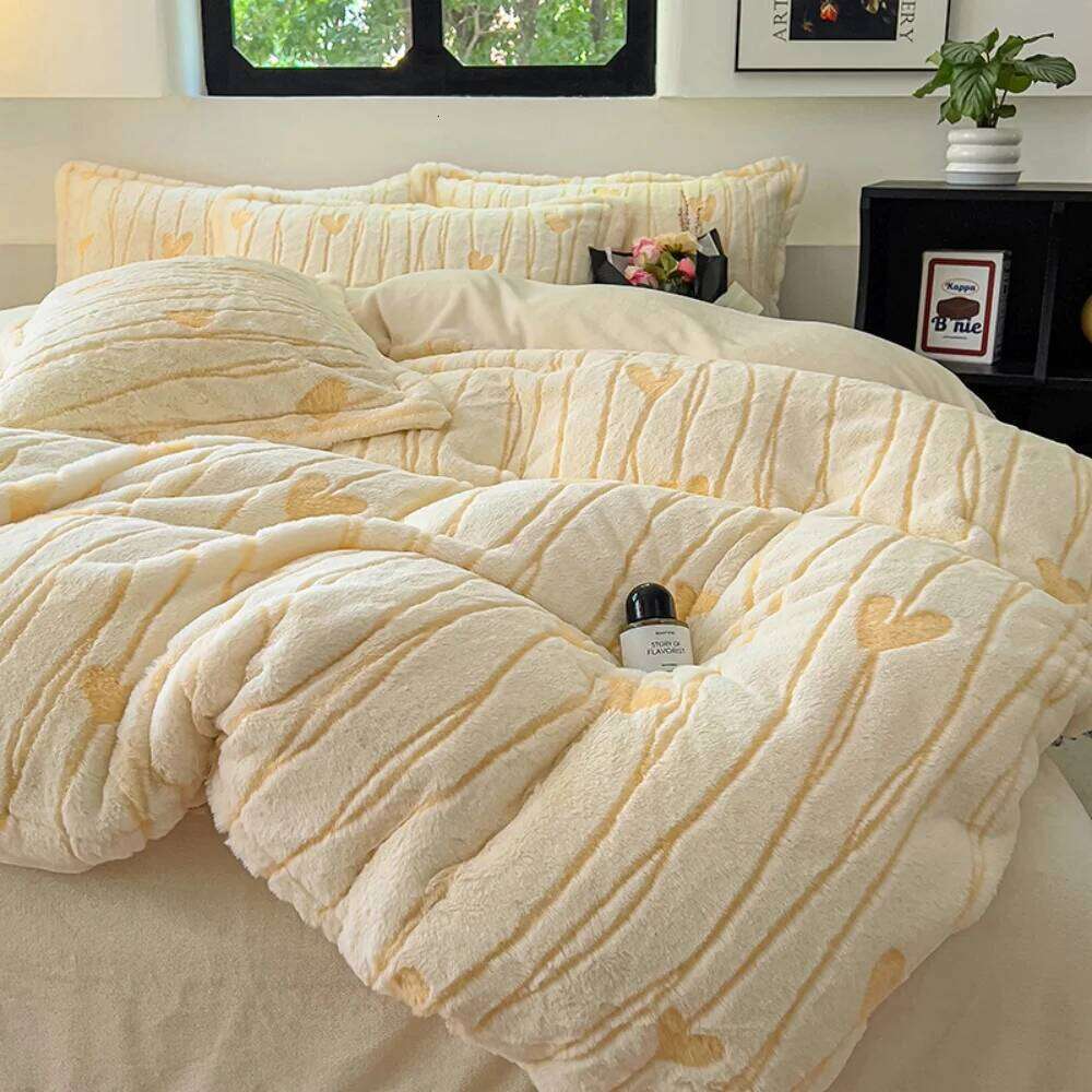 Thicken Milk Velvet Bedding Set Winter Warm Jacquard Quilt Cover Pillowcase Bed Linen Comfortable Soft Home Four Piece Sets H260312