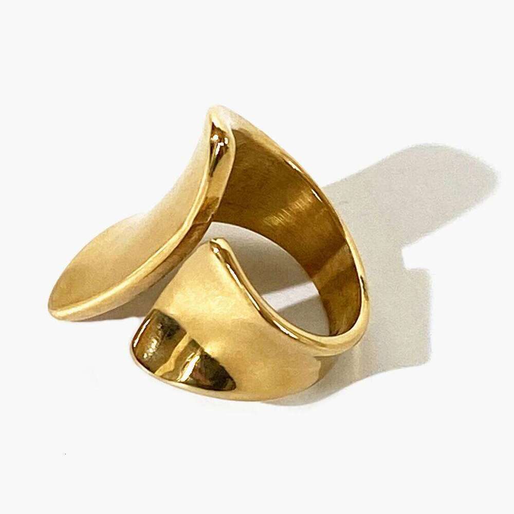 Peri'sbox Bold 18K Pvd Gold Plated Irregular Wide Open Ring for Lady Stainless Steel Non-Tarnish Chunky Statement Rings Jewelry H260312