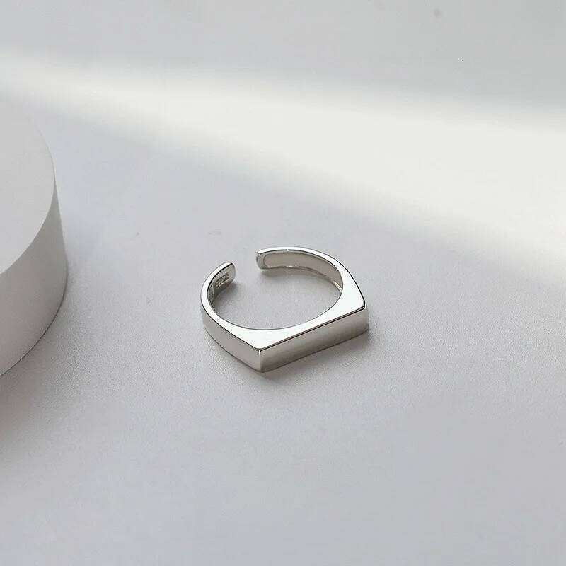 Sterling Silver Smooth Surface Rectangle Rings For Women Wedding Jewelry Accessories Wholesale Argent 925 H260312