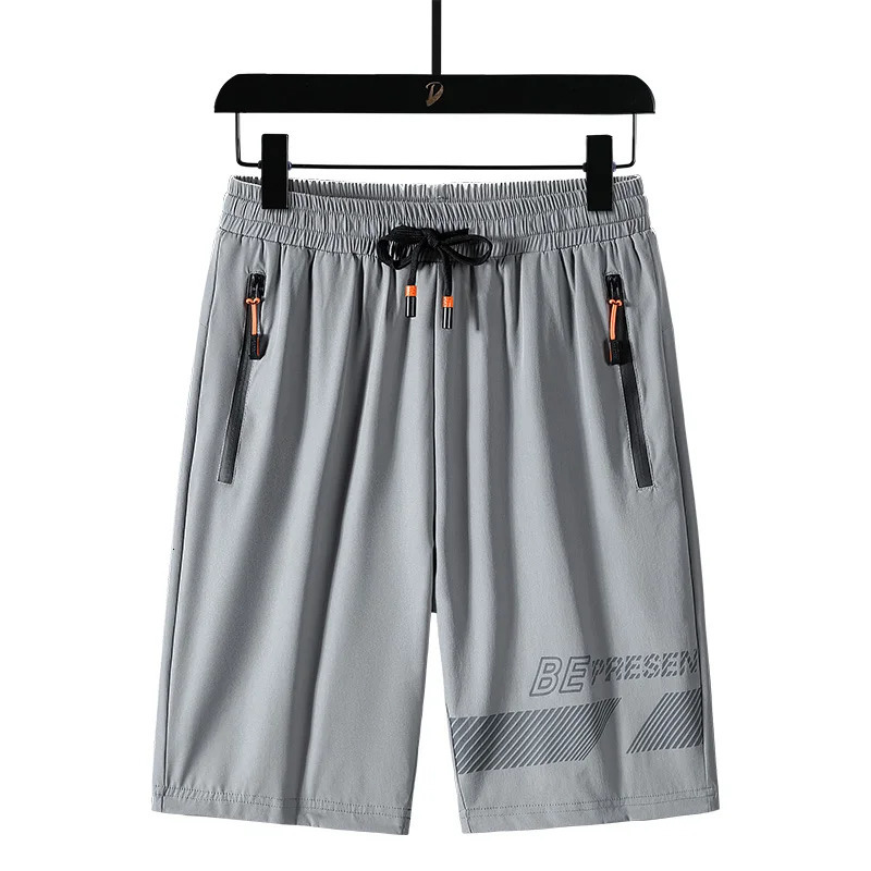 Men Shorts Ice Silk Stretch Pants 6XL 7XL 8XL Plus Size Summer Beach Quick Dry Breathable Sport Trousers Running Black 260228