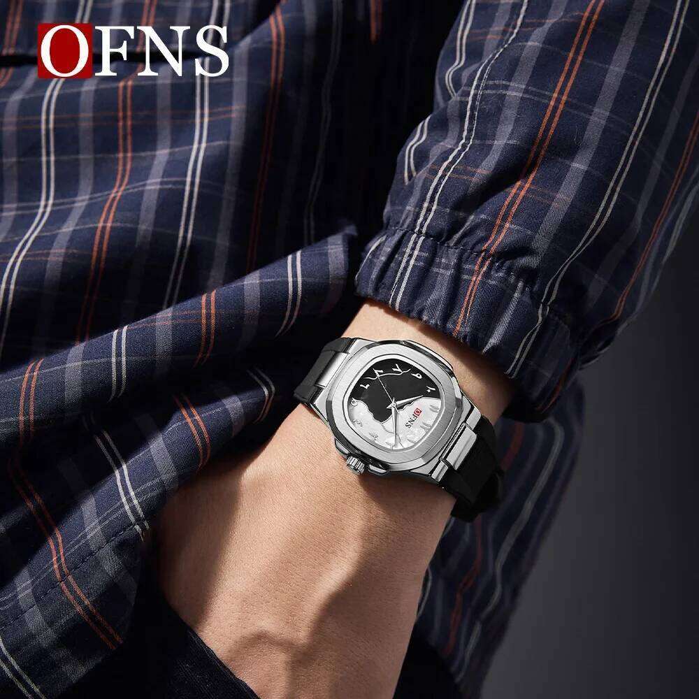 OFNS1583 Business Fashion Men's and Women's Innovative Case Lightweight 80G Dual Dial Design Fashionable Quartz Watch