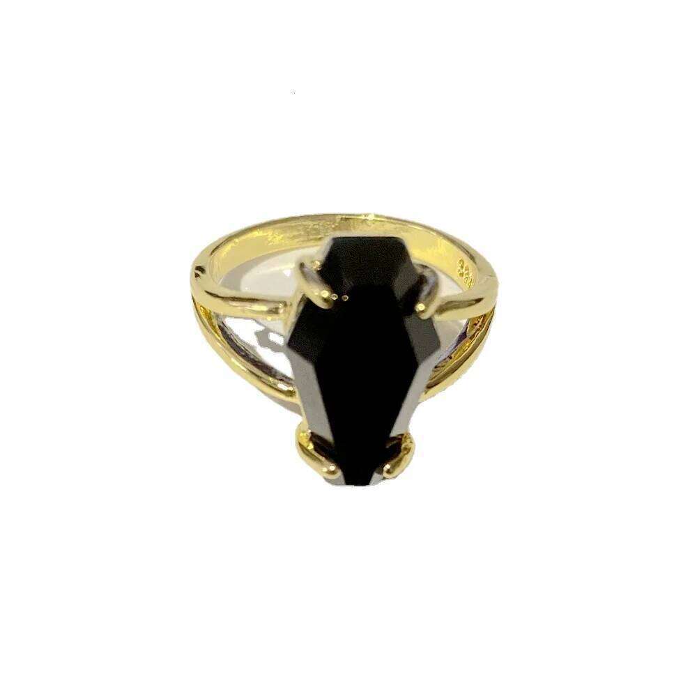 Vintage Vampire Halloween Punk Gothic Black Imitation Zirconium Coffin for Women Hip Hop Rings Party Jewelry Gifts H260312
