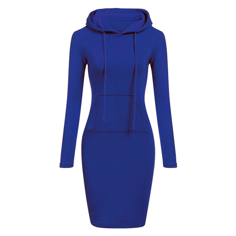 Cross-border Foreign Trade 2026 Autumn/Winter New Wish European and American Women's Fashion Solid Color Hooded Long Sleeve Dress