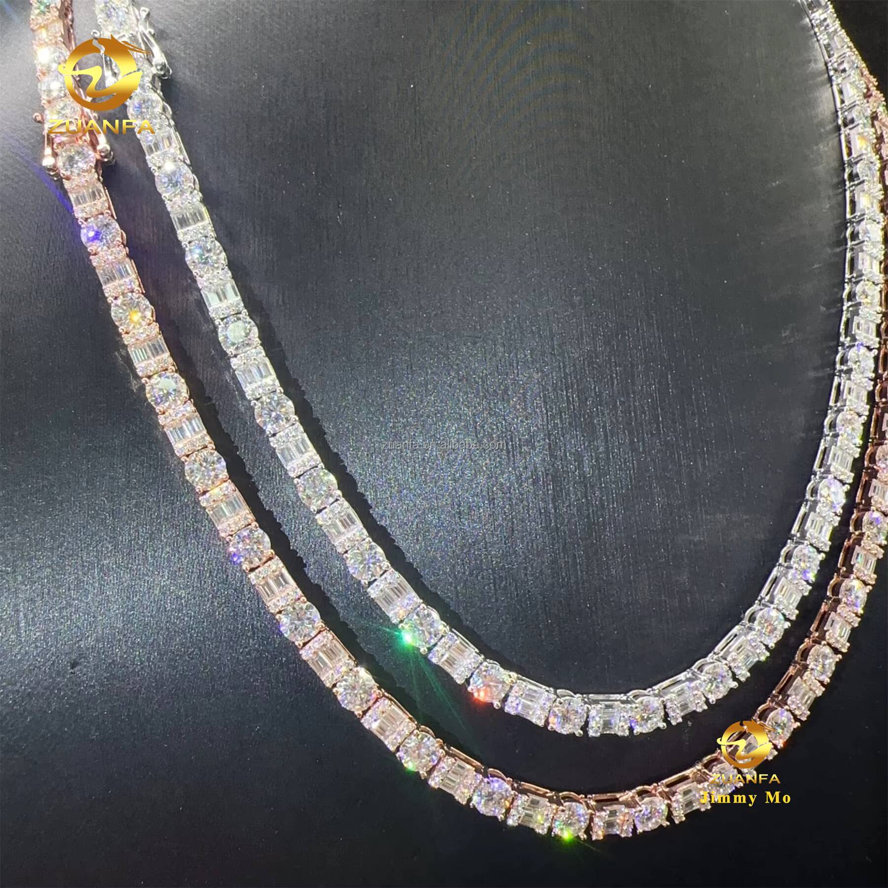 New Trendy New Arrivals Hot Selling Iced Out Hip Hop 925 Silver VVS1 Moissanite Diamond Cluster Tennis Chain Bracelet