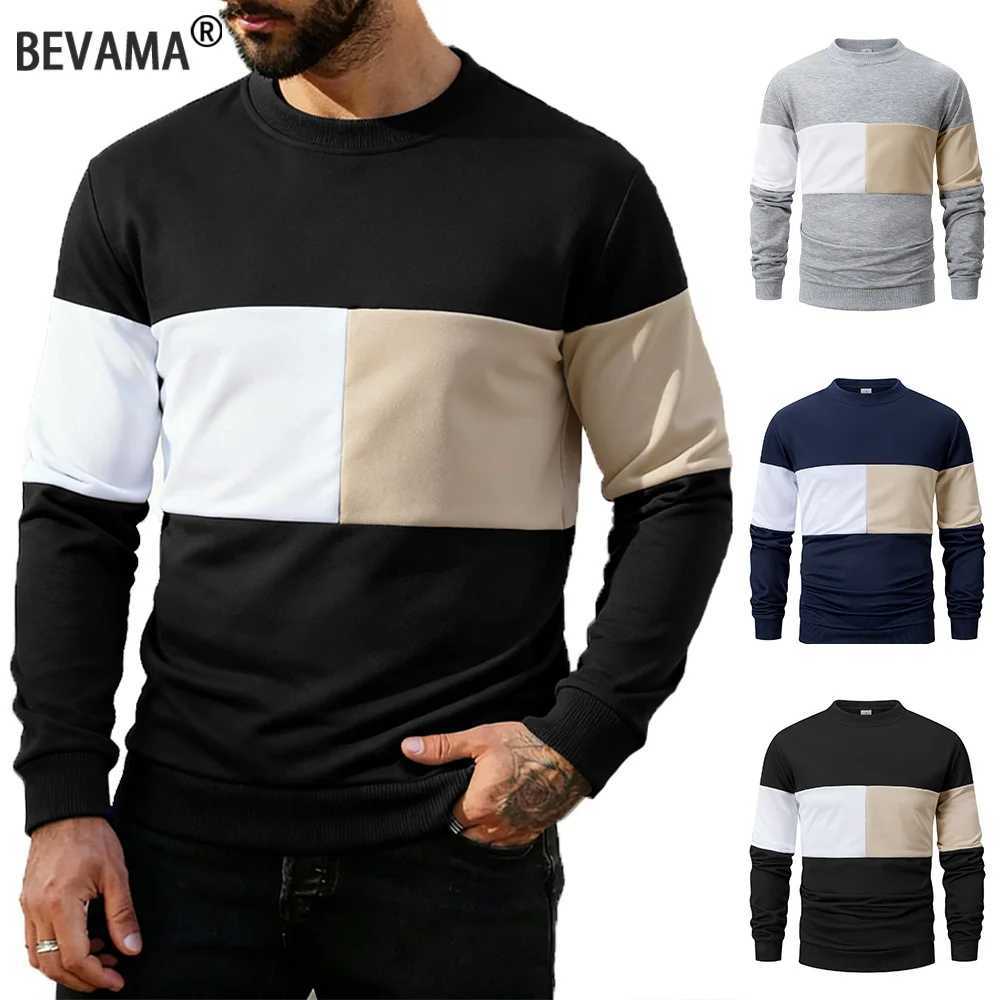 Mens Crew Neck Sweatshirts Patchwork Loose Sweatshirts Spring Autumn Outdoor Jogging Tops Casual Daily Long Sleeve Pullover M260312