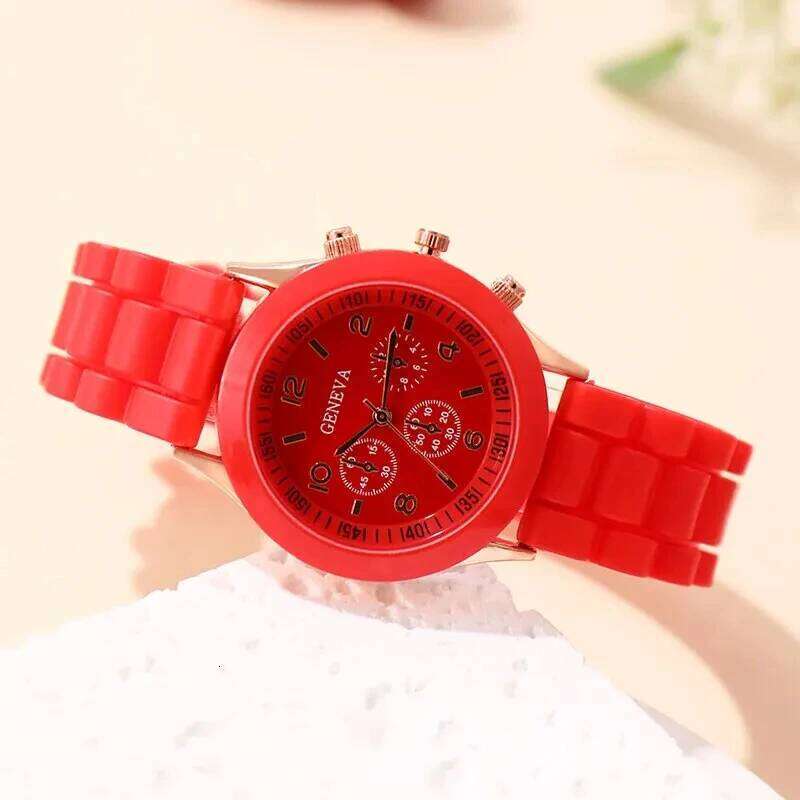Reloj Mujer Fashion Women Watches Elegant Red Silicone Quartz Watch Luxury Ladies Clock Gift for Girls Relogio Feminino