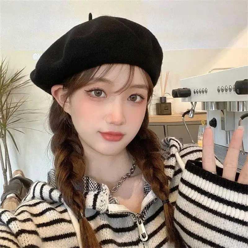 Women Girls Warm Wool Berets Hat Solid Color Retro Plain Cap All Matched Elegant French Artist Hat Lady Women Wool Berets H260312 - view 7