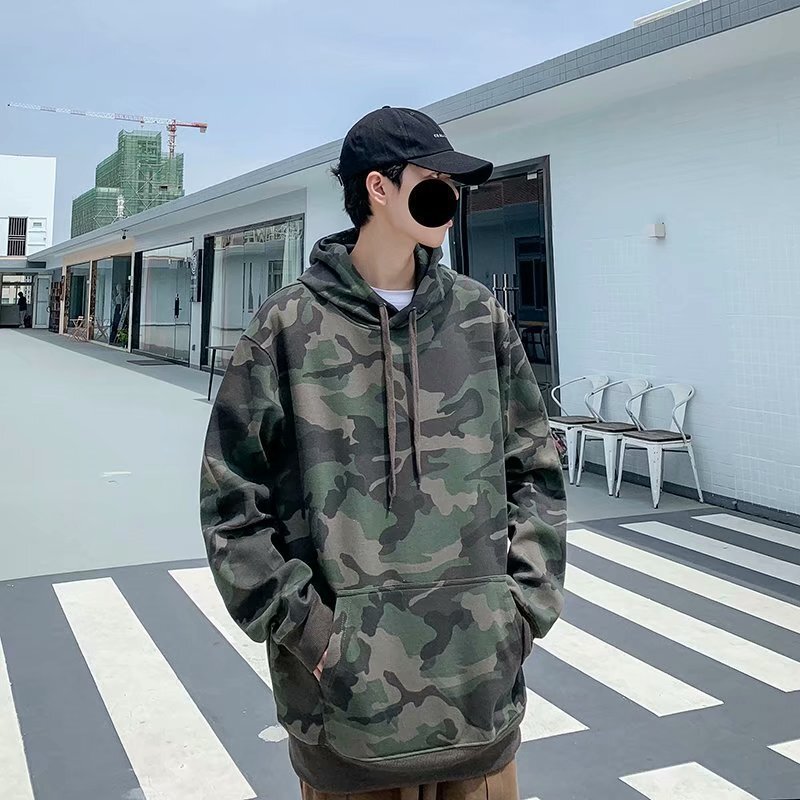 Designer Hoodie Autumn Fleece-lined Retro Harajuku Style Workwear Camouflage Sweatshirt For Men Version Loose Fit Trendy Versatile Couple's Jacke