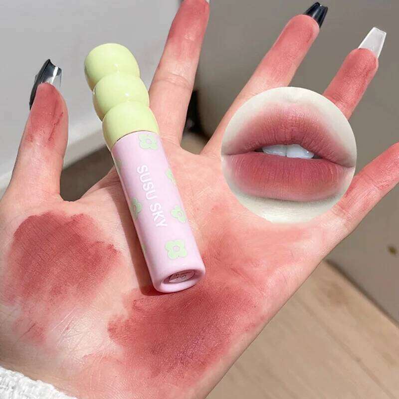 1/5Pcs Candied Fruit Mud Milk Mist Velvet Matte Lip Gloss Long Lasting Not Easy To Stick Cup LipGlaze Almond Brown Pink W260311