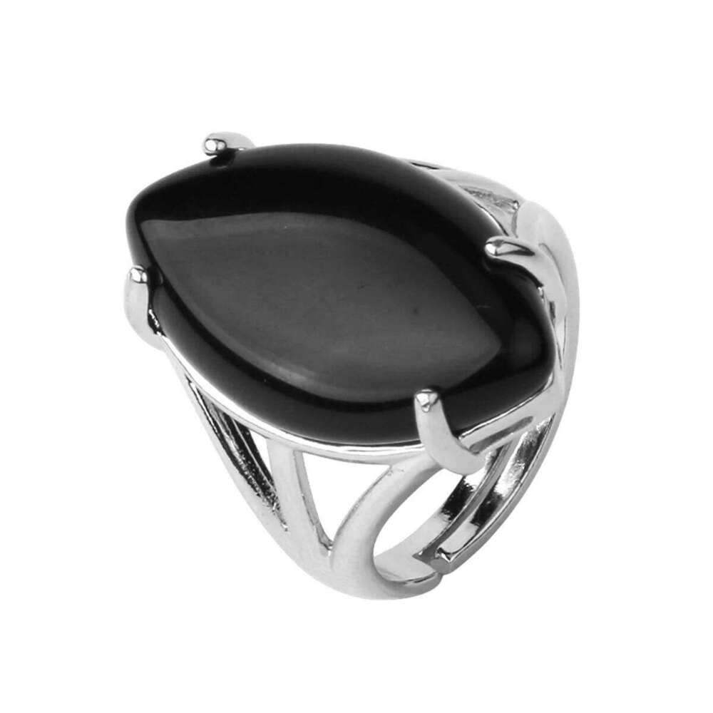 Adjustable Oval Gemstone Ring for Boys Women Retro Boho Gothic Anillos Steampunk Style Halloween Party Amethyst H260312