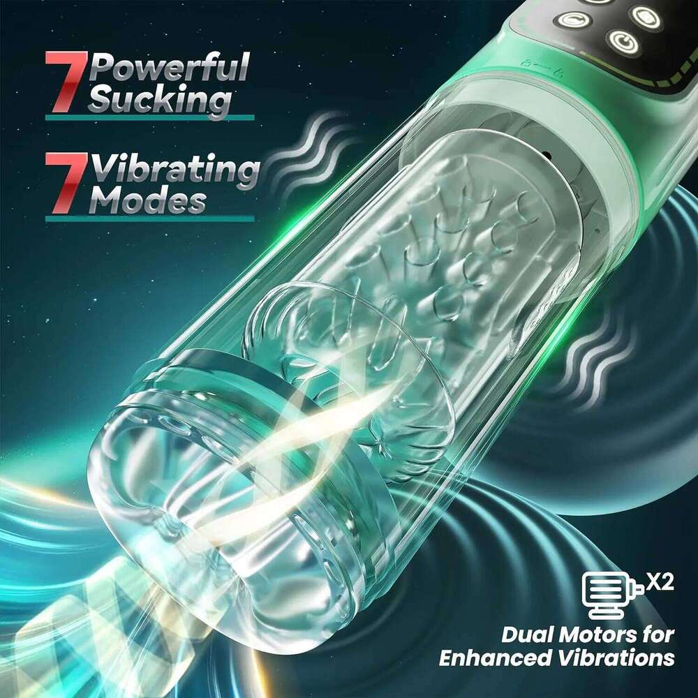 New LCD Automatic Rotation Male Masturbator Sucking Licking 6s Vacuum Penis Pump Water SPA Real Pocket Pussy Sex Toys For Men 18 Z260311