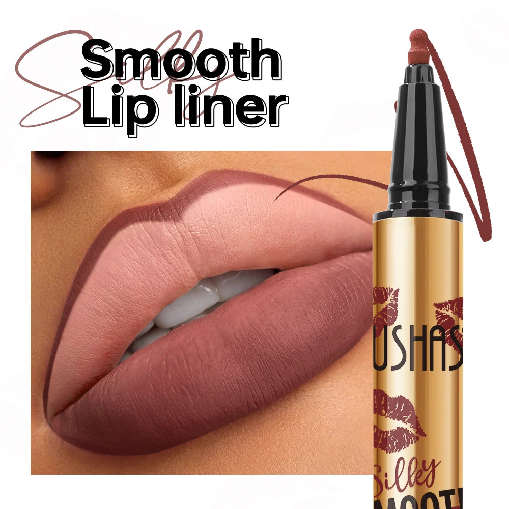 USHAS 12-color matte long-lasting lip liner waterproof sweatproof easy to color long-lasting non-stick cup lipstick pencil 260305
