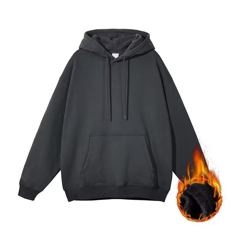Autumn/winter Fleece-lined Oversize Hoodie For Designer Hoodie Trendy Men Casual Loose Thick Hoodie