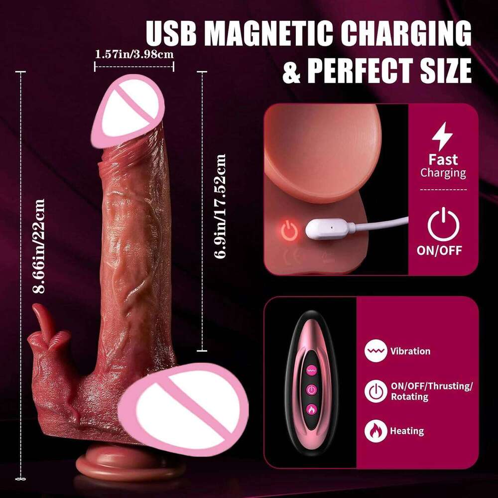 4 in 1 Thrusting Dildo Vibrator Remote Control Heating Tongue Licking Clitoris G-Spot Dick Toys Vagina Adult Female Sex shop Z260312