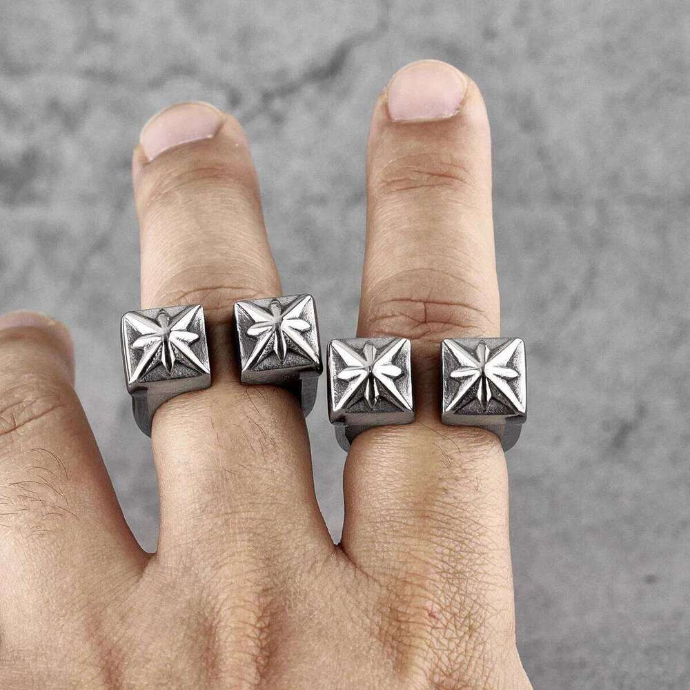 Vintage Gothic Flower Stainless Steel Mens Open Rings Punk Unique for Women Boyfriend Biker Jewelry Creativity Gift Wholesale H260312