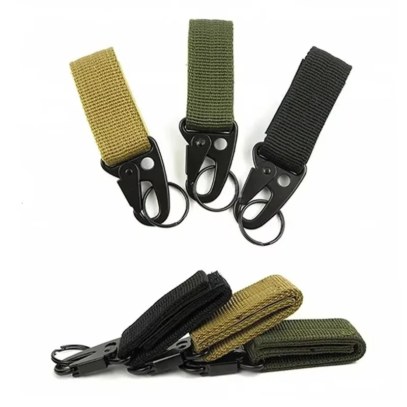 1pc Hanging Buckle Molle Nylon Webbing Carabiner Belt Triangle Keychain for Outdoor Climbing Camping Tool Accessory 260228