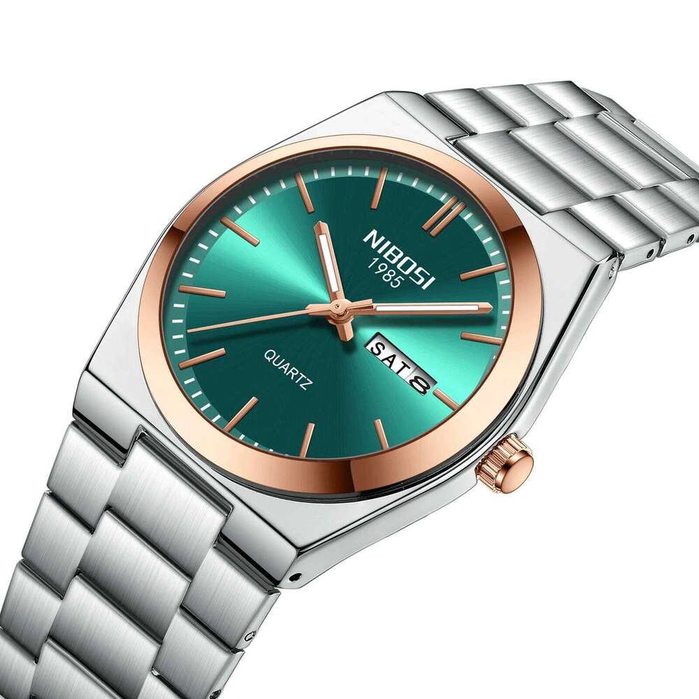 NIBOSI Mens Analog Quartz Watch with Week-Date Waterproof Stainless Steel Strap Men's Wrist Watches Classic Minimalist