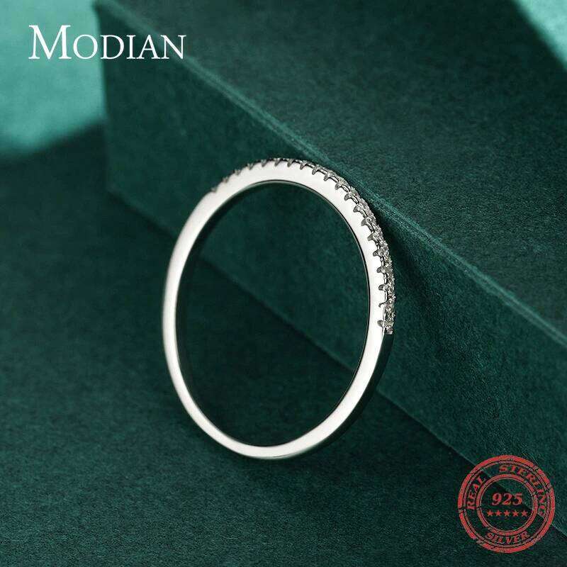 Modian Simple Elegant Ring Solid 925 Sterling Silver Dazzling Clear CZ Finger Rings For Women Wedding Statement Jewelry H260312