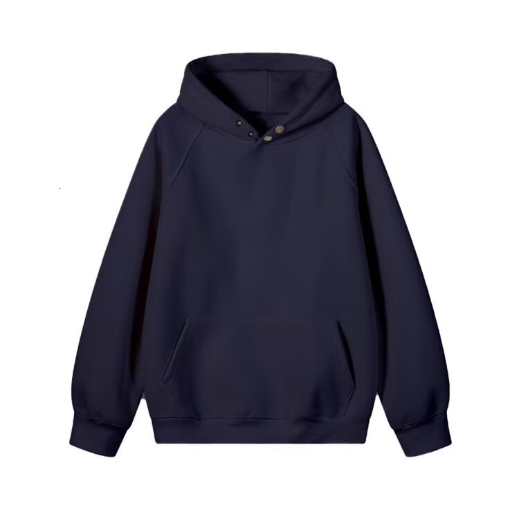 Heavy Vintage Double-button Quilted Hooded Sweatshirt For Designer Hoodie Men Loose Fit Stylish And Cool Style Suitable For Students And Couples