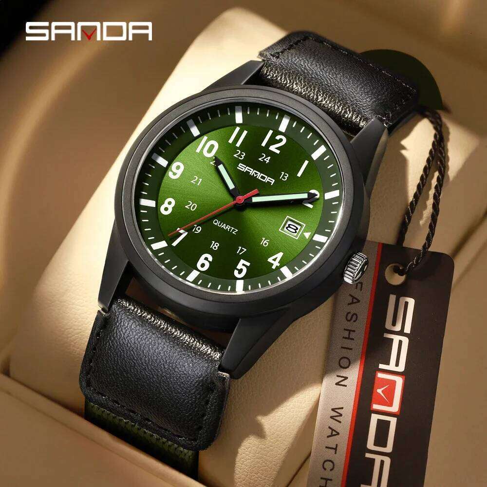 Men's Outdoor Sports Quartz Watch with Nylon Strap Lightweight Design Sunray Dial Calendar & 50M Waterproof Casual Wristwatch
