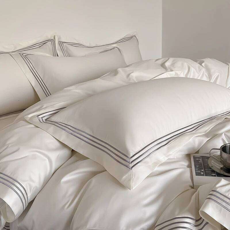 1000TC Egyptian Cotton Solid Color Hotel Style Embroidery Bedding Duvet cover Set Flat/Fitted Bed Sheet Pillowcases H260312