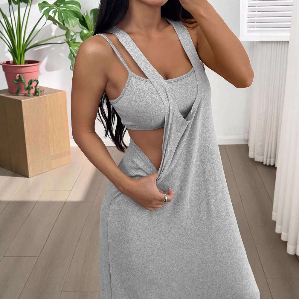 Women's Clothing 2026 New Cross-Border European and American Style Casual Sports Yoga Tank Dress Set Sexy