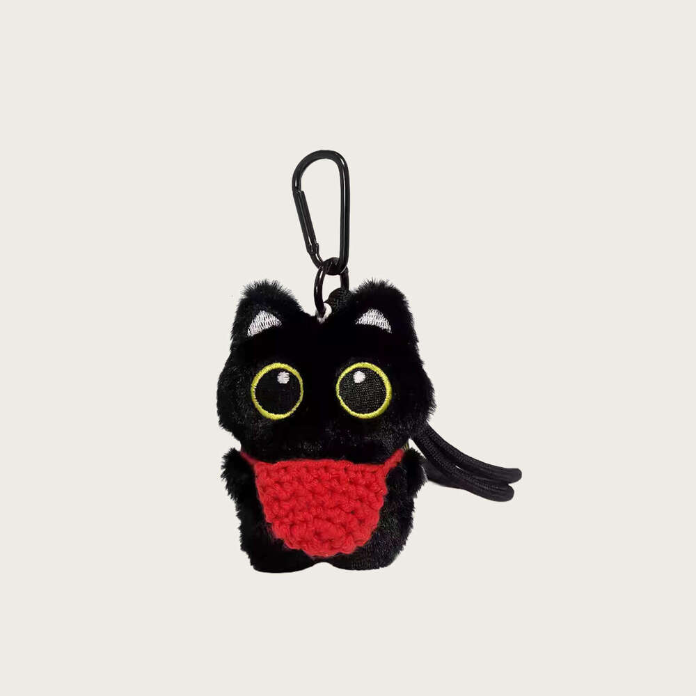 Cute Little Black Cat Bag Pendant Plush Car Keychain Cartoon Doll Backpack Decoration Couple Gift