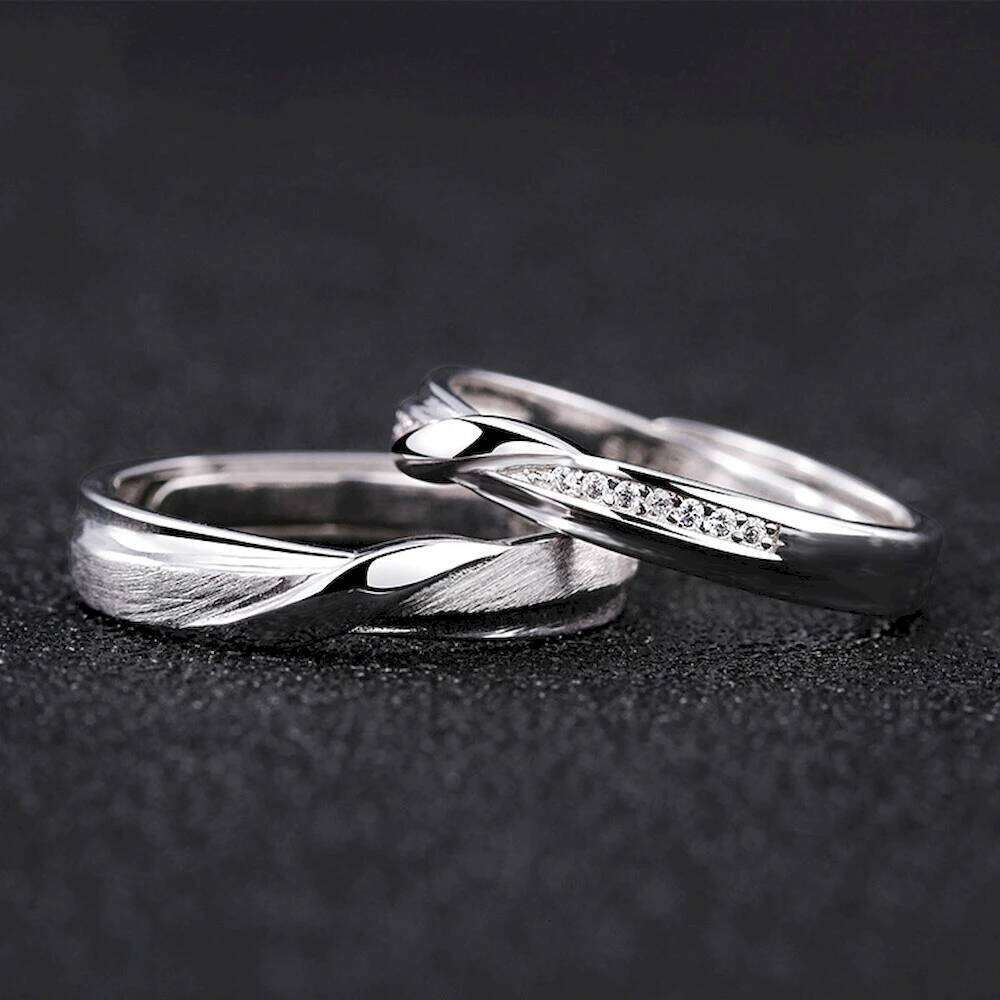 1 Pair Copper Plated Platinum Adjustable Frosting Twist Couple Ring Men Women Overlap Opening Finger Jewelry Deop Shipping W260311