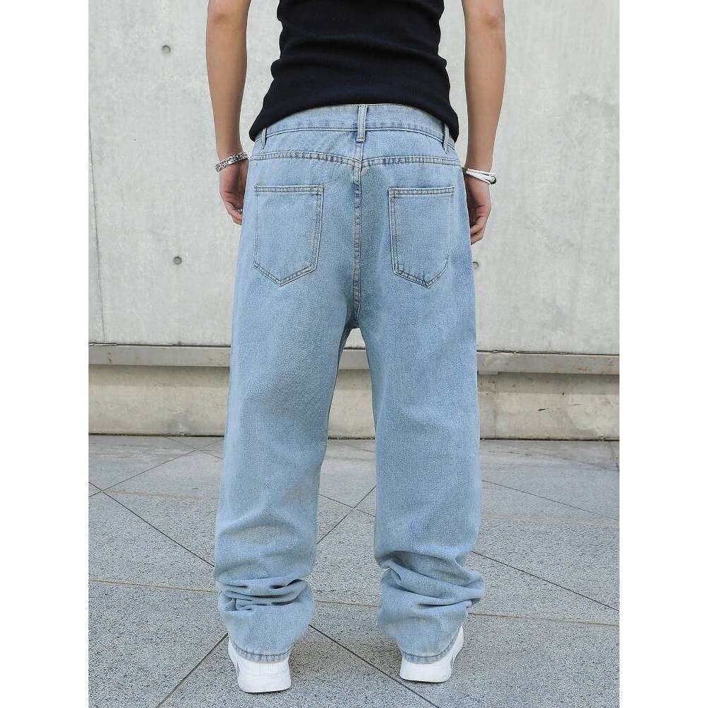 Spring Autumn Men Baggy Jeans Oversize Straight Loose Casual Denim Trousers Solid Color Streetwear Fashion Y2k Wide Leg Pants 26Y0312