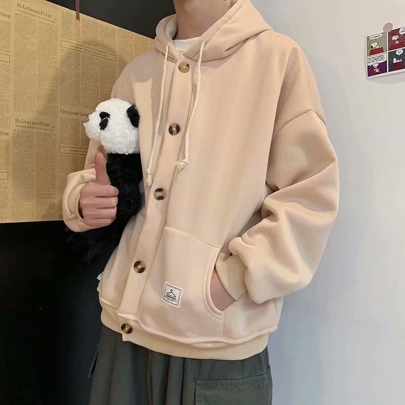 New Autumn And Winter And Couple's Jacket Designer Hoodie Ins Harajuku Style Loose And Cute Cardigan With Buttons Hooded Long-sleeve Sweatshirt