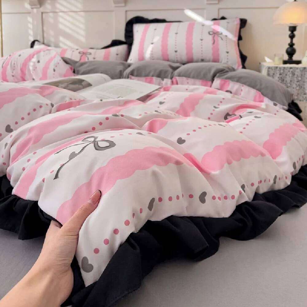 French New Class A Bed Four-piece Comforter Washed Cotton Four-season Skin Friendly Quilt Cover Three-piece Bedding Set H260312 - view 7