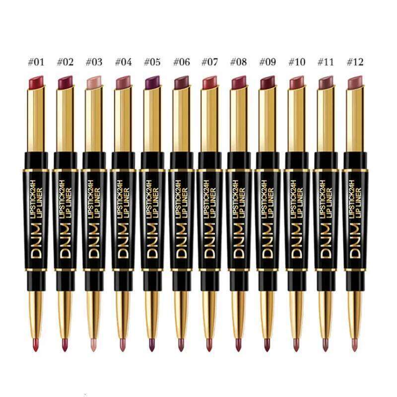 Double Ended Matte Lipstick Long Lasting Wateproof Lipsticks Brand Lip Makeup Cosmetics Dark Red Lips Liner Pencil Beauty W260311