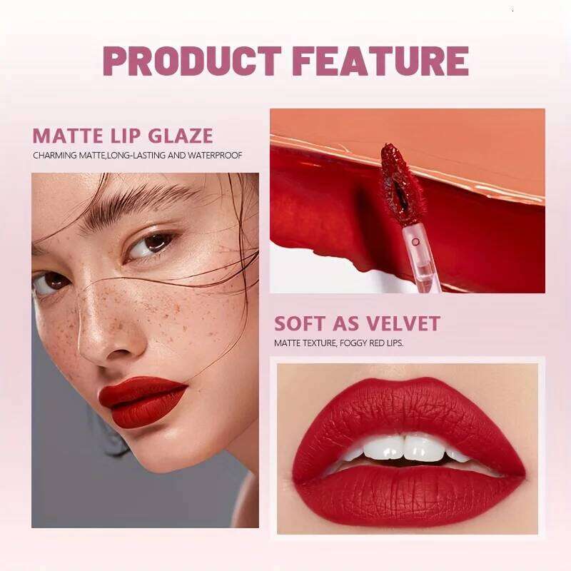 Liquid Lipstick, Waterproof Long Lasting Non-Stick Velvet Lip Color, Thin Fog Matte Finish for Natural Glam Look W260311