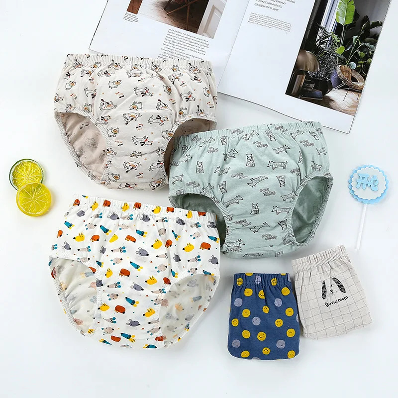 510 Pieces Cotton Kids Triangle Underwear Aged 213 Boys Briefs Dinosaur Print Cartoon Dog Pattern Soft Toddler Underpants 260311