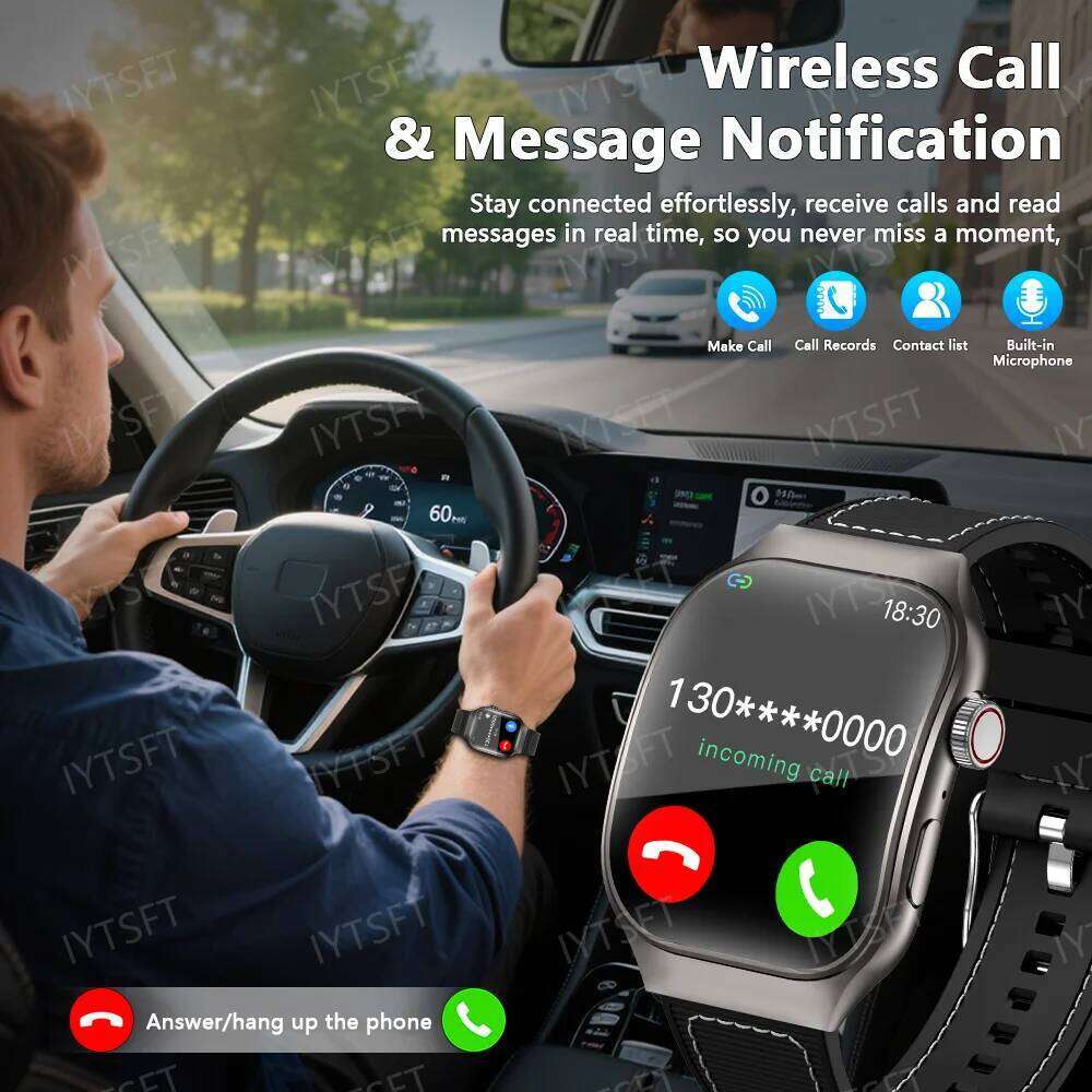 LAXASFIT New Bluetooth Call Men 2.01" HD Curved Screen Sports Health Monitor Smart Watch for Android iOS