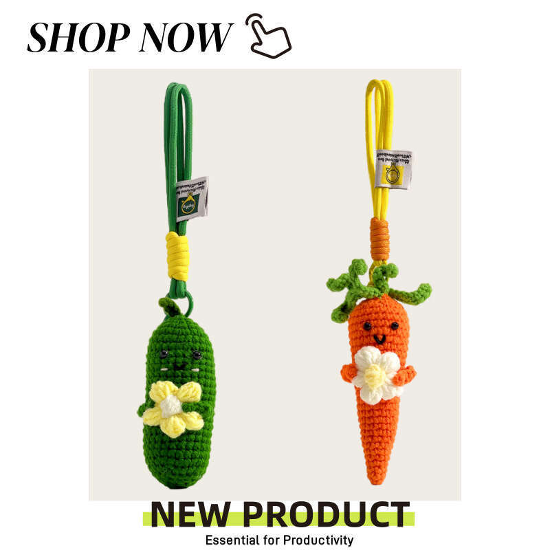 Cute Carrot Broccoli Vegetable Bag Pendant Handmade Knitted Keychain Doll Small Ornament Creative Gift