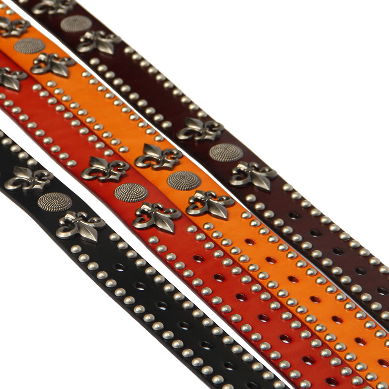 2026 New Designer Luxury Brand Top Leather Personalized Men's Belt Style Fashion Rivet Decorative Belt Multi Functional Performance Belt