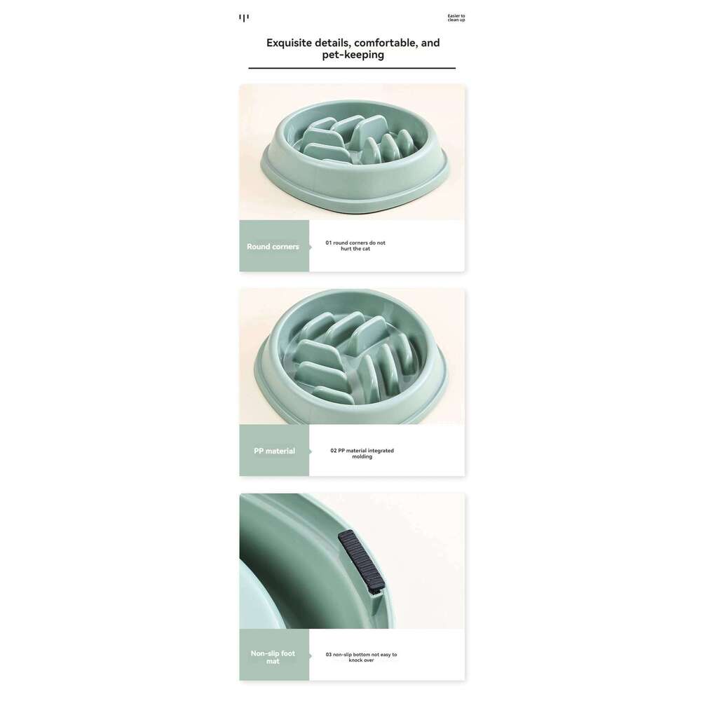 Supplies Dogs and Cats Food Non-Choking Non-Slip Slow Feeder Thickened Plastic Plate Pet Feeding Bowl 26Y0312