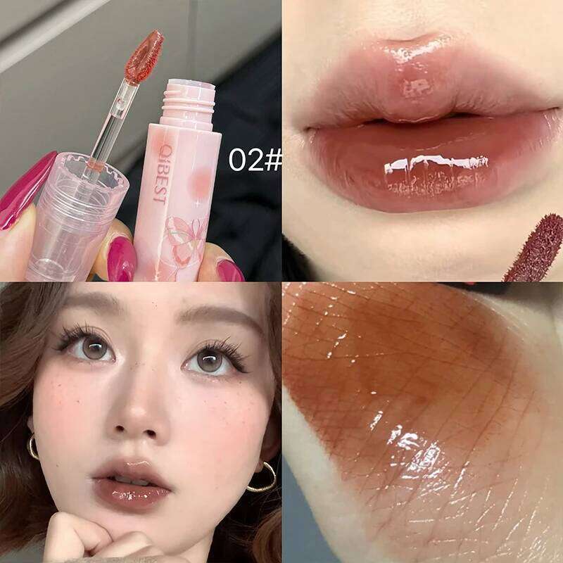 QIBEST Watery Gloss Hydrating Glossy Mirror Glaze Non-Stick Cup Long Lasting Tint Moisturizing Lip Stain Makeup W260311