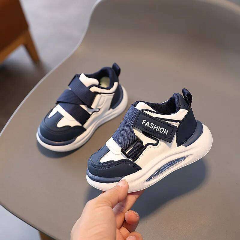 Thick Soft Sole Boys Girls Sneakers Hook&loop Students Casual Air Mesh Breathable New Fashion Children Flat Shoes H260312