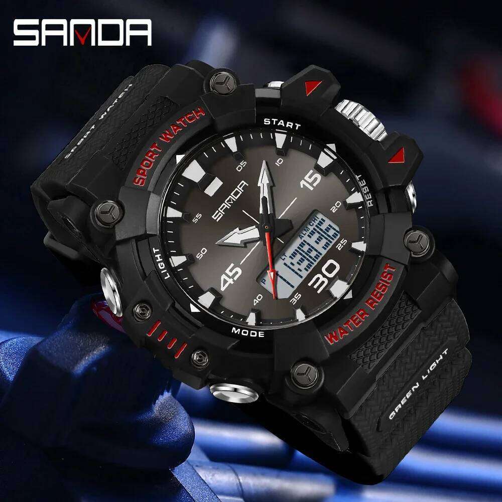 SANDA New 6291 Fashion Sports Multi functional Waterproof Timing Student Electronic Watch
