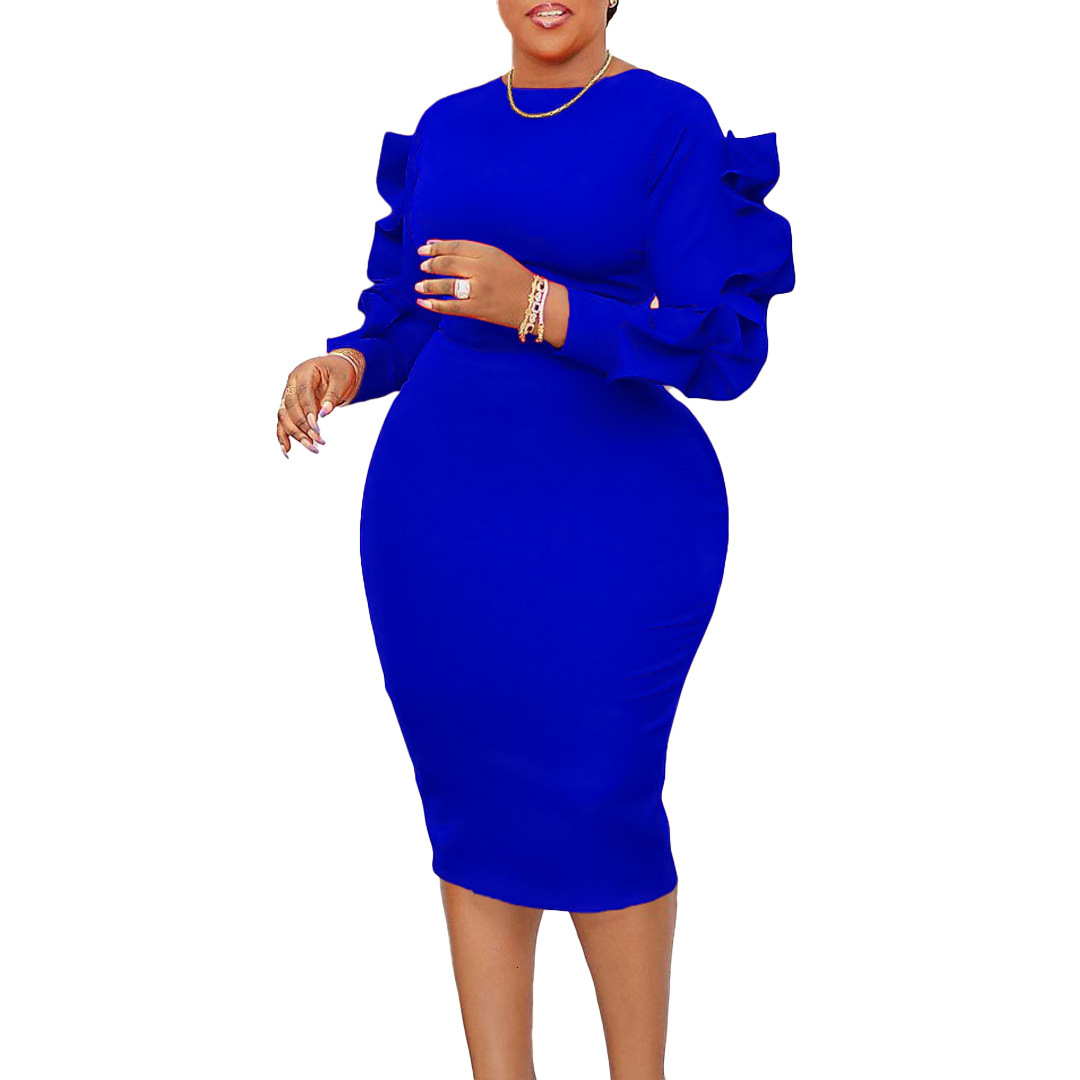 D377 Plus Size Womens Autumn New Fashionable Elegant Long Sleeve Dress