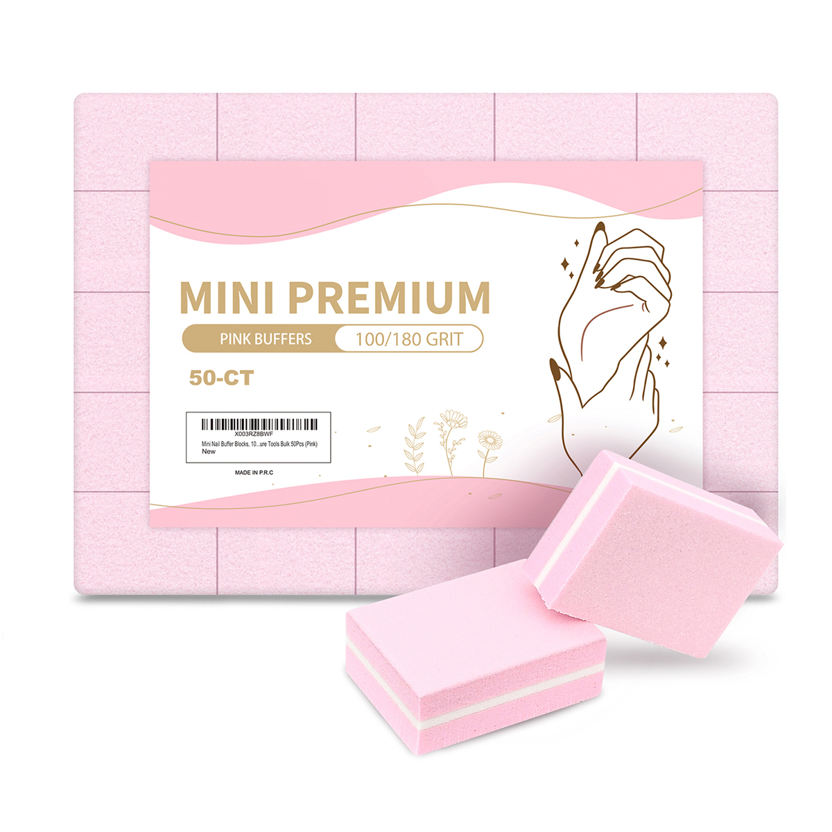 Maryton Pink Mini Nail Sanding Buffing Block 100/180 Grit for Manicure