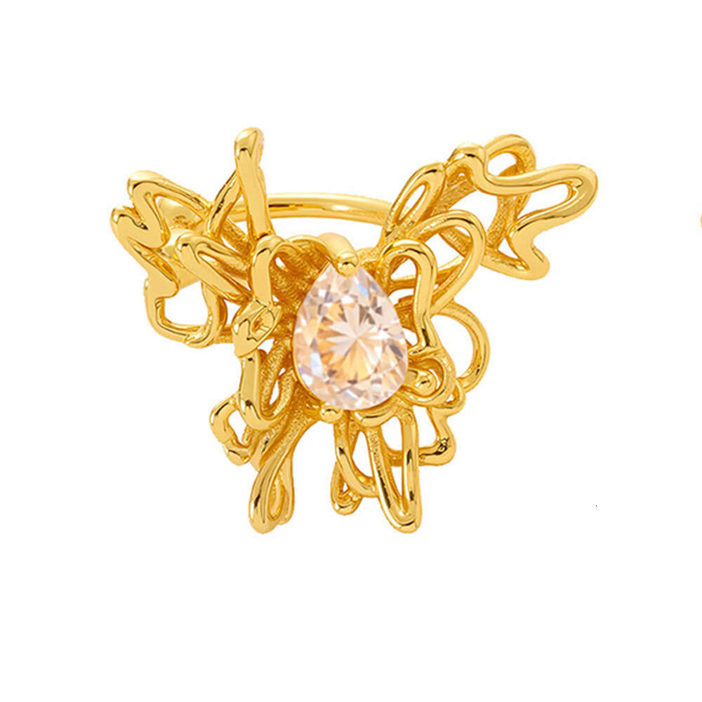 Copper Material Inlaid Zircon Hollow Butterfly Design Clip Niche Style Non-Pierced Cuff Women's Ear Jewelry