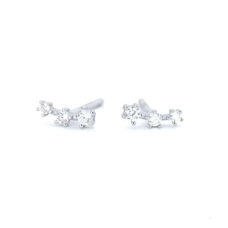Sterling Sier hip-hop moissanite Triple Small Stud Earrings Jewelry