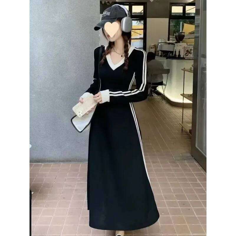 Slim Long Sleeve Dresses Office Womens Clothing Spring Korean Black Casual Fashion Elegant Dress C260312