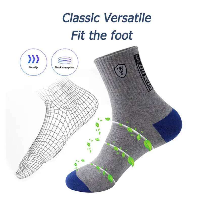 10/5pairs Breathable Men's Basketball Crew Socks for Spring and Fall Sweat Absorption Deodorant Sports Stockings Z260312