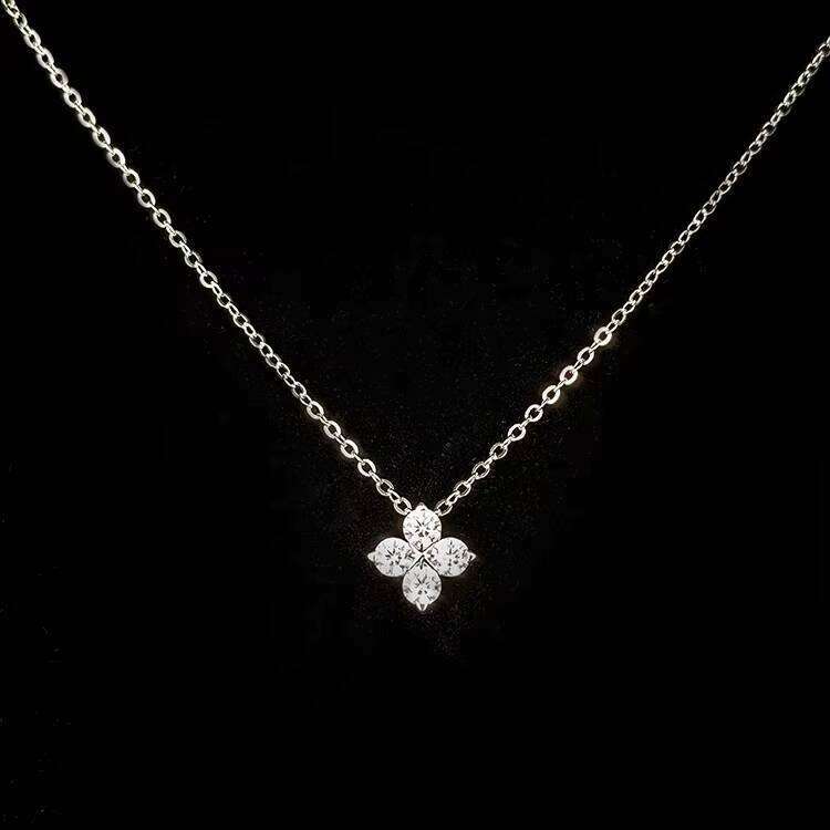 Premium Jewelry Adjustable Sterling Sier Diaspore Pendant Four-Leaf Clover Necklace Women's Gift Anniversary Commemoration