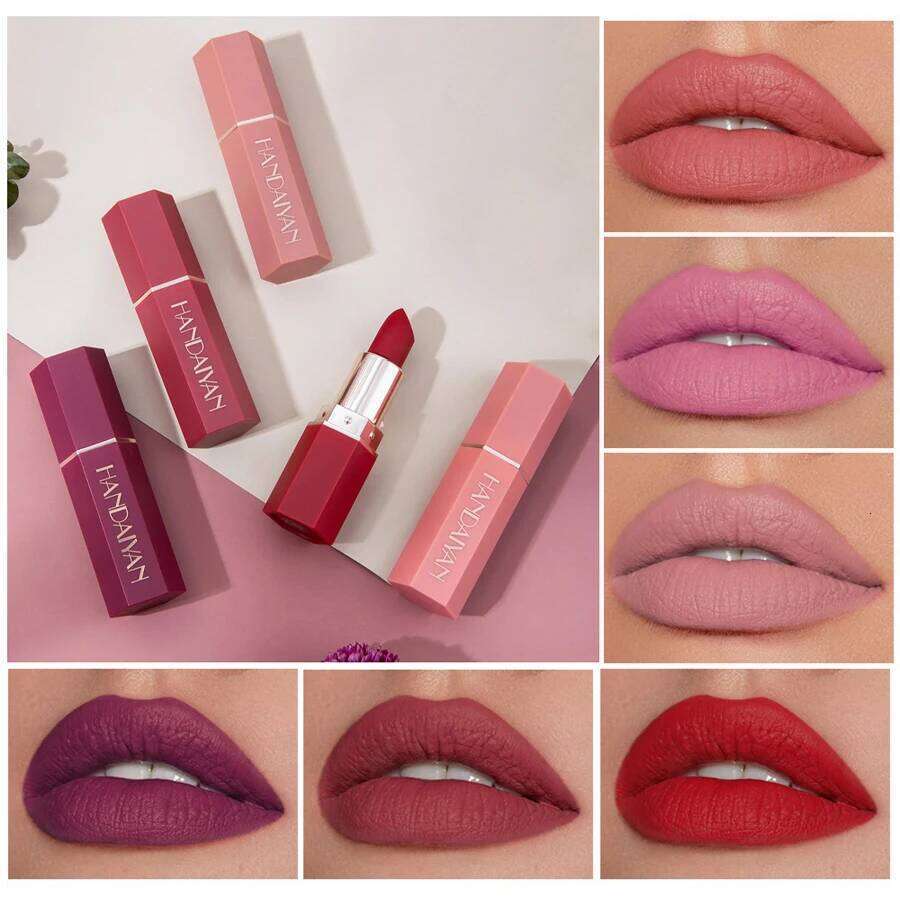 HANDAIYAN 6 Color Moisturizing Long-Lasting Matte Lipstick Non-Stick Cup Show Temperament Waterproof Nude Makeup Lipsticks W260311